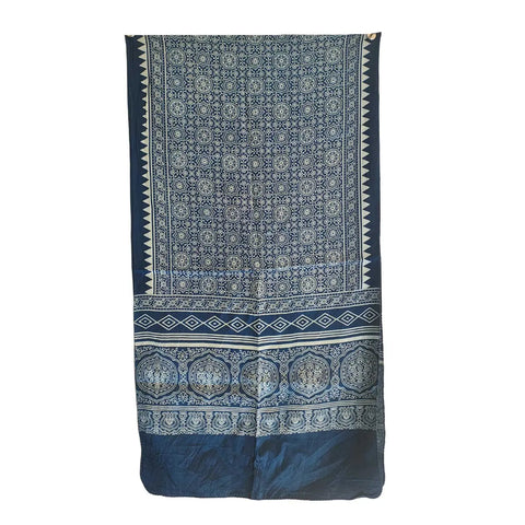 ISYVBH-D01 Ajrakh Dupatta Draped View | Traditional Natural Dye Block Print