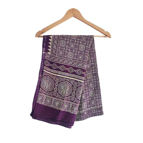 Ajrakh Hand Block Print Cotton Dupatta ISYVBH-D04 | Full Hanger View