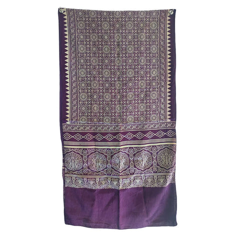 ISYVBH-D04 Ajrakh Dupatta Draped View | Traditional Natural Dye Block Print