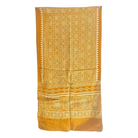 ISYVBH-D05 Ajrakh Dupatta Draped View | Traditional Natural Dye Block Print