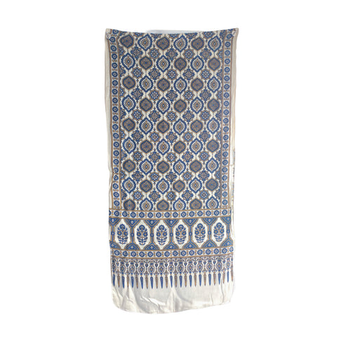 Ivory Ajrakh Hand Block Print Modal Silk Stole – draped and worn view