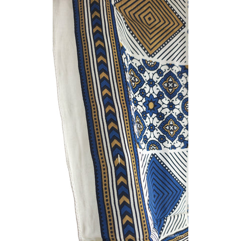 Ivory Ajrakh Hand Block Print Modal Silk Stole – close-up of the hand block print border