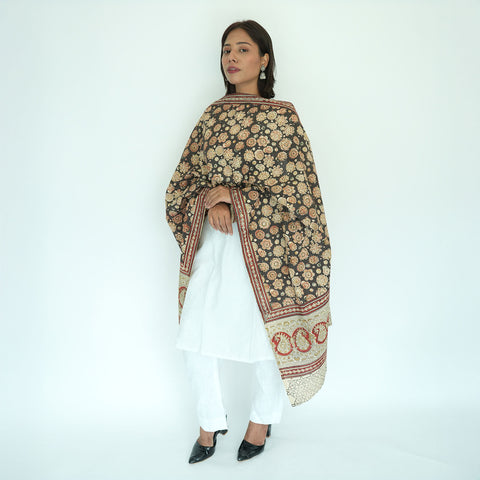 Indian Scarves Women's Kalamkari cotton stole Size 73x194 cm