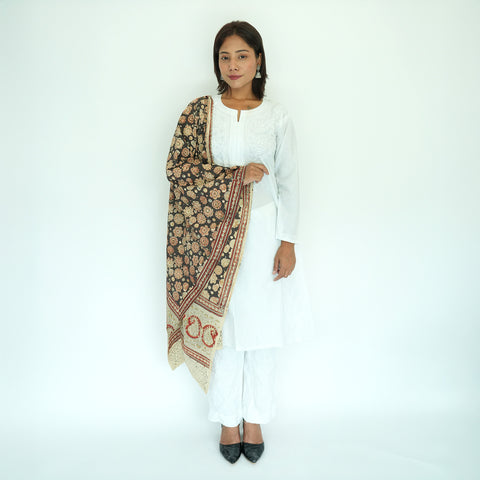 Indian Scarves Women's Kalamkari cotton stole Size 73x194 cm