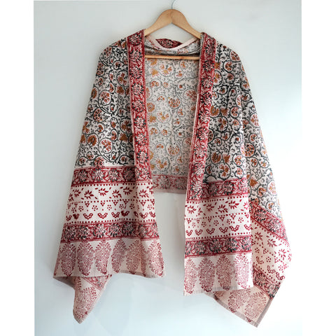 Indian Scarves Women's Kalamkari cotton stole Size W 120 Cm X L 185 Cm