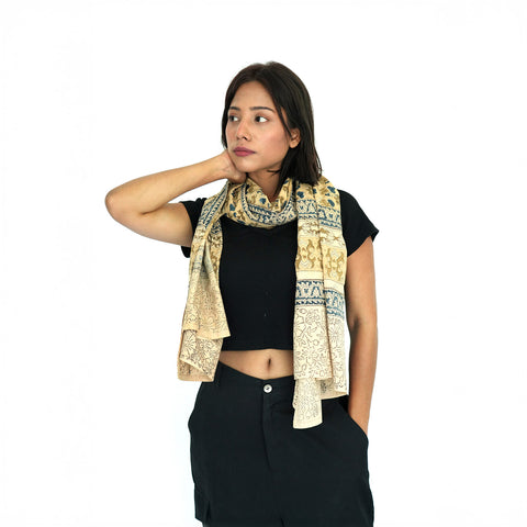 Indian Scarves Women's Kalamkari cotton stole Size  55x194 cm