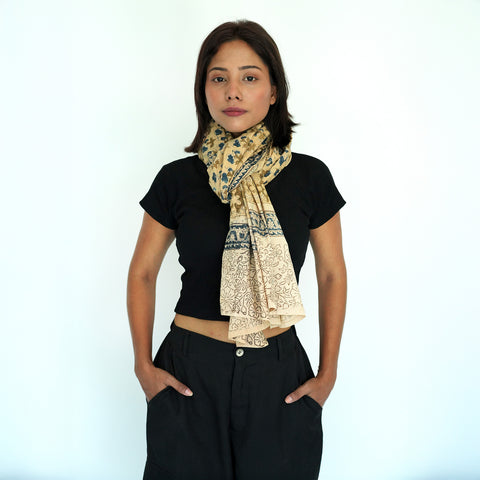 Indian Scarves Women's Kalamkari cotton stole Size  55x194 cm