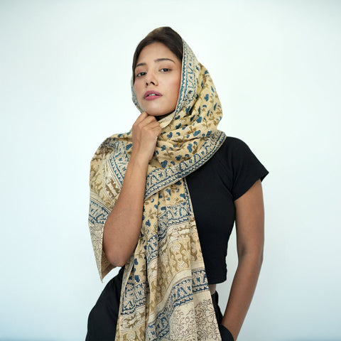 Indian Scarves Women's Kalamkari cotton stole Size  55x194 cm