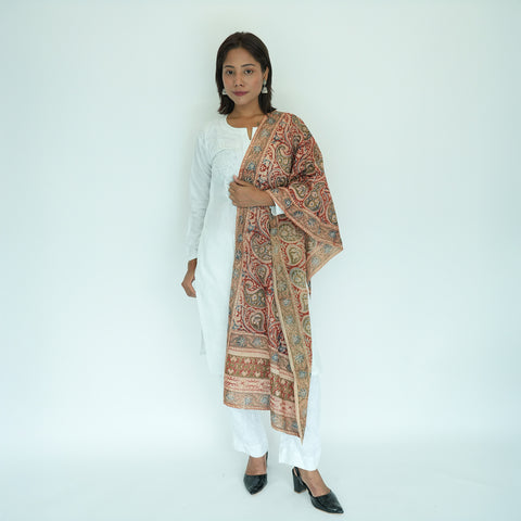 Indian Scarves Women's Kalamkari cotton stole Size  55x194 cm