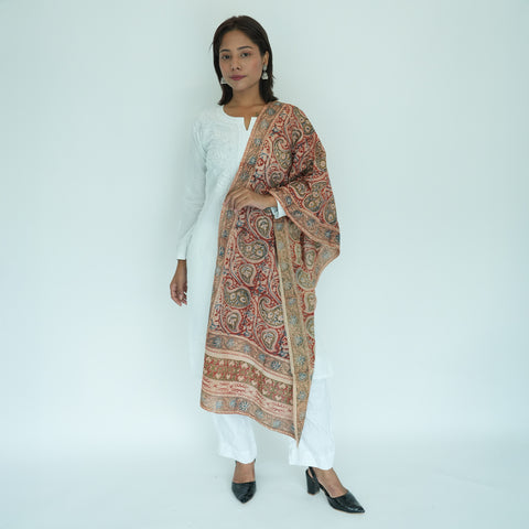 Indian Scarves Women's Kalamkari cotton stole Size  55x194 cm