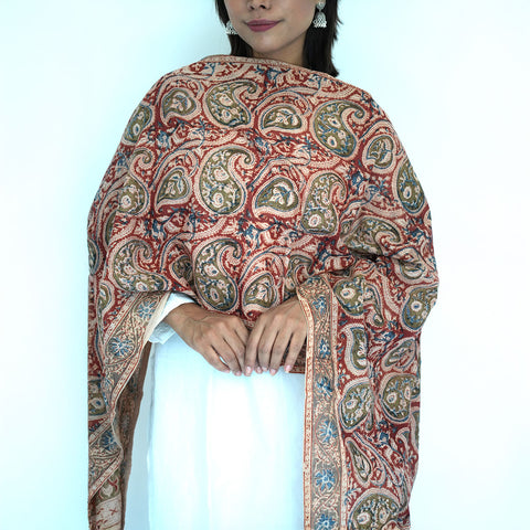 Indian Scarves Women's Kalamkari cotton stole Size  55x194 cm