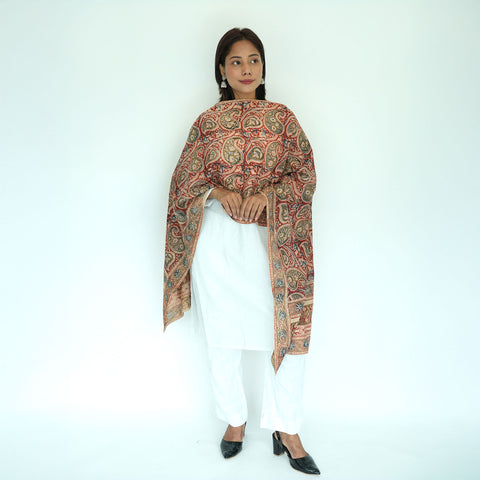 Indian Scarves Women's Kalamkari cotton stole Size  55x194 cm