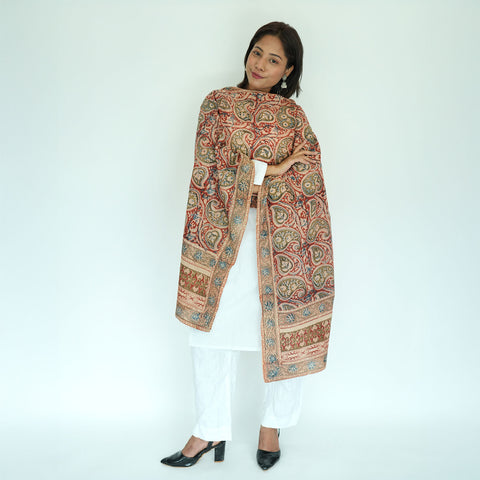 Indian Scarves Women's Kalamkari cotton stole Size  55x194 cm