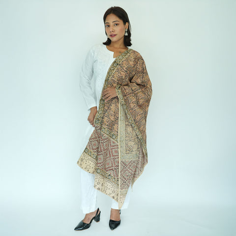 Indian Scarves Women's Kalamkari cotton stole Size 73x194 cm