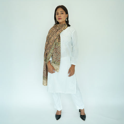 Indian Scarves Women's Kalamkari cotton stole Size 73x194 cm