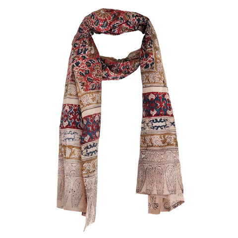 Indian Scarves Women's Kalamkari cotton stole Size W 120 Cm X L 185 Cm