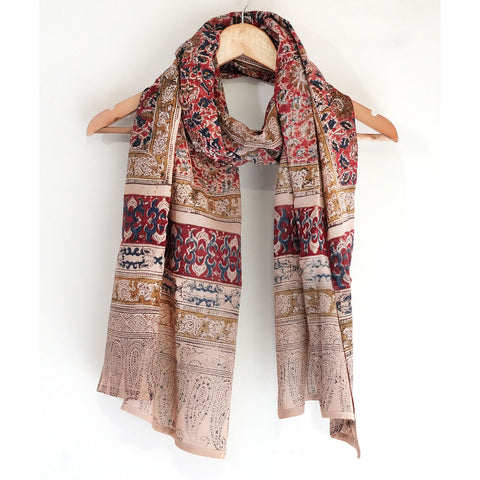 Indian Scarves Women's Kalamkari cotton stole Size W 120 Cm X L 185 Cm