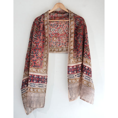 Indian Scarves Women's Kalamkari cotton stole Size W 120 Cm X L 185 Cm