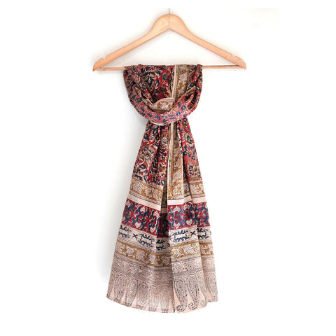 Indian Scarves Women's Kalamkari cotton stole Size W 120 Cm X L 185 Cm