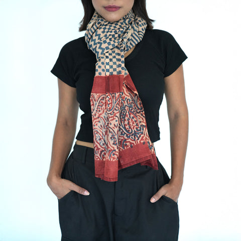 Indian Scarves Women's Kalamkari cotton stole Size 55x194 cm