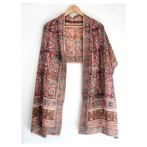Indian Scarves Women's Kalamkari cotton stole Size W 120 Cm X L 185 Cm