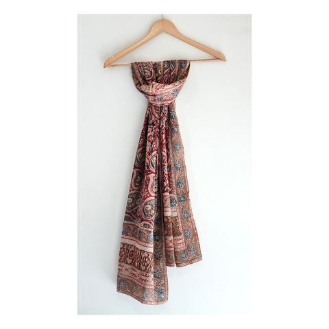 Indian Scarves Women's Kalamkari cotton stole Size W 120 Cm X L 185 Cm