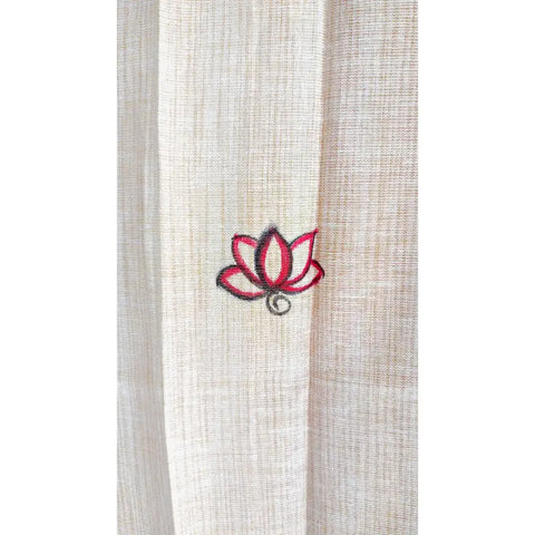 Close-up of hand painted Ganesha motif detail on cotton silk Madhubani dupatta