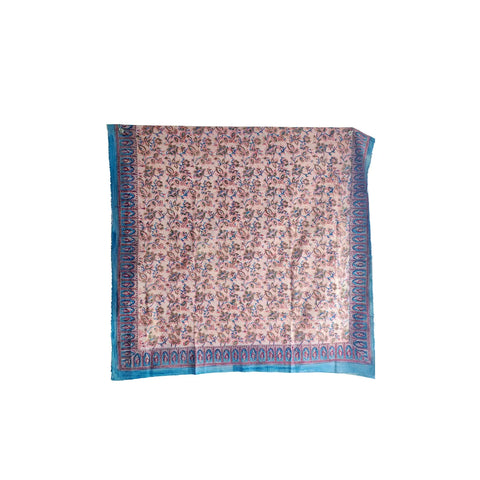 Blush Blue Floral Kalamkari Cotton Dupatta – alternate drape view