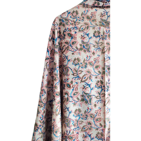 Blush Blue Floral Kalamkari Cotton Dupatta – styling view