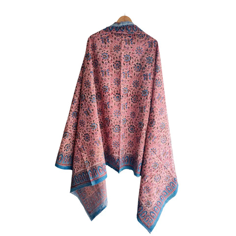 Rose Teal Kalamkari Cotton Dupatta – styling view