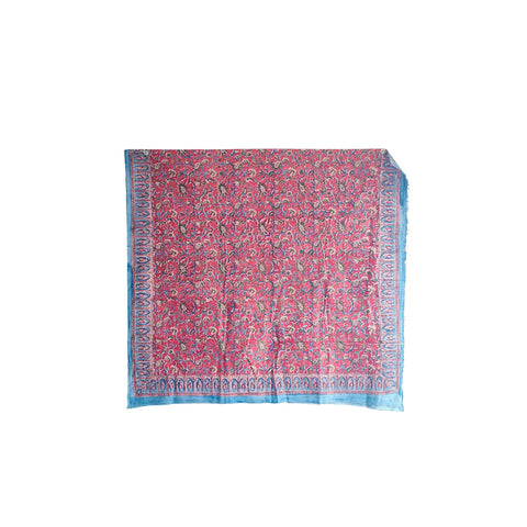 Raspberry Teal Kalamkari Cotton Dupatta – alternate drape view