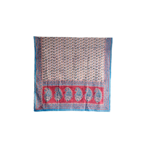 Ivory Turquoise Kalamkari Cotton Dupatta – alternate drape view