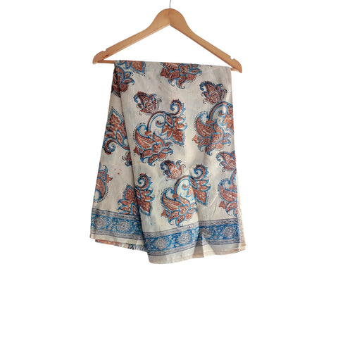 Ivory Blue Kalamkari Cotton Dupatta – full product view