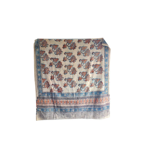 Ivory Blue Kalamkari Cotton Dupatta – alternate drape view