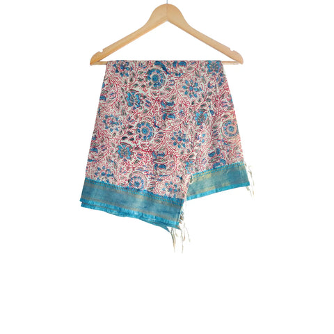 Sand Teal Kalamkari Cotton Dupatta – full product view