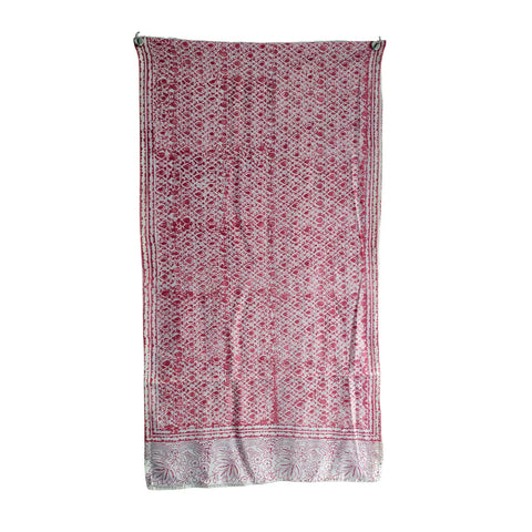 Rose Pink Kalamkari Cotton Stole – alternate drape view