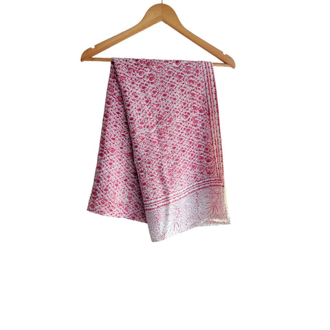 Rose Pink Kalamkari Cotton Stole – full product view