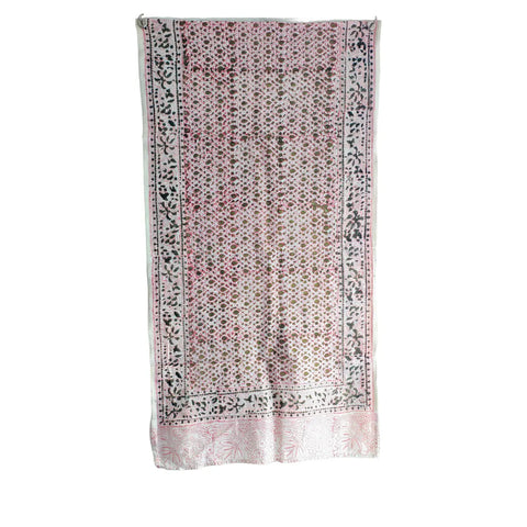 Ivory Olive Floral Kalamkari Cotton Stole – alternate drape view