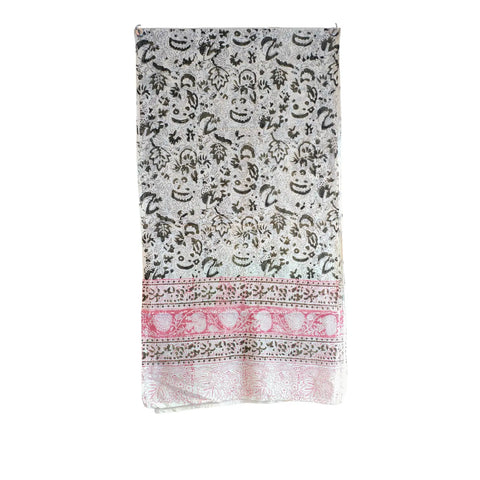 Sage Pink Border Kalamkari Cotton Stole – alternate drape view