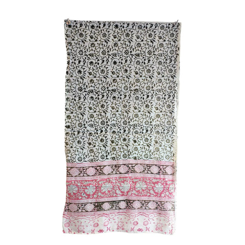 Ivory Olive Pink Kalamkari Cotton Stole – alternate drape view