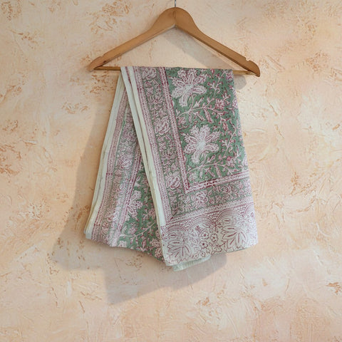 Sage Pink Vine Kalamkari Modal Silk Stole