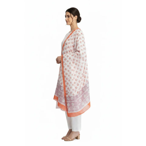 Sanganeri Block Print Mul Cotton Dupatta - alternate view