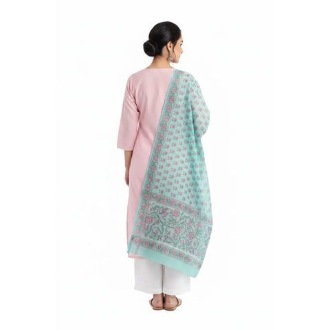 Sanganeri Block Print Mul Cotton Dupatta - alternate view