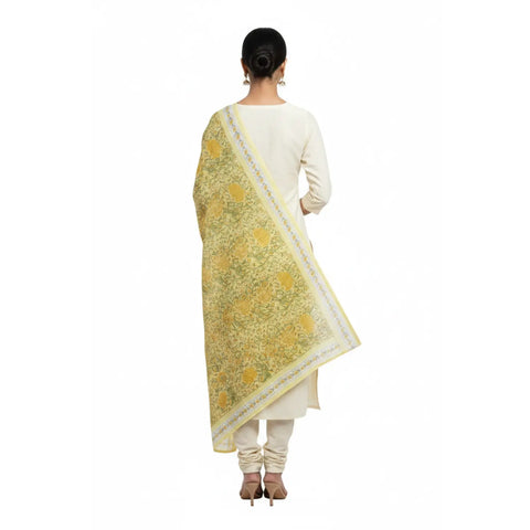 Sanganeri Block Print Mul Cotton Dupatta - alternate view