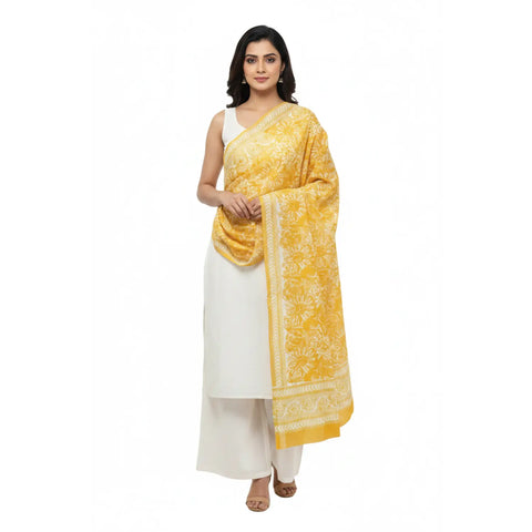 Sanganeri Block Print Mul Cotton Dupatta - alternate view