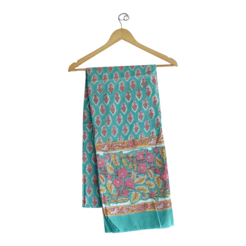 Jade pink Sanganeri floral buti mul cotton dupatta on hanger – Indiascarves ISYVSK-A24