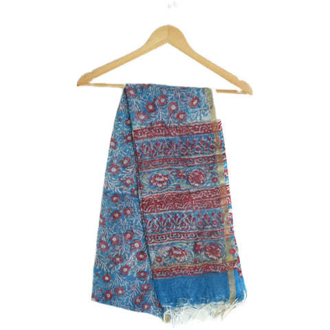 ISYVSK-B-01 Kota Doria Bagru Hand Block Print Cotton Silk Dupatta