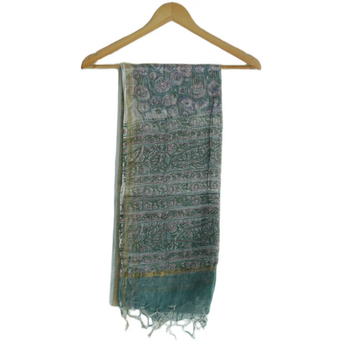 ISYVSK-B-03 Kota Doria Bagru Hand Block Print Cotton Silk Dupatta