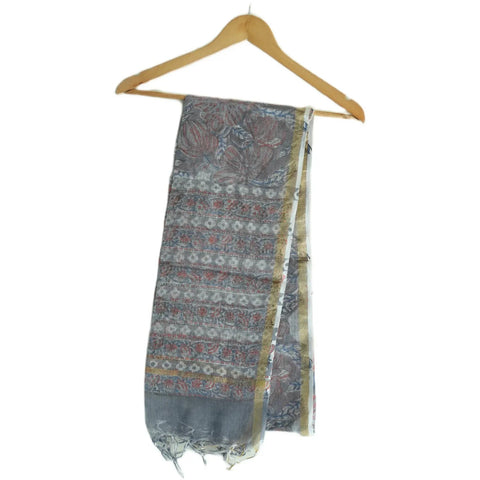 ISYVSK-B-06 Kota Doria Bagru Hand Block Print Cotton Silk Dupatta
