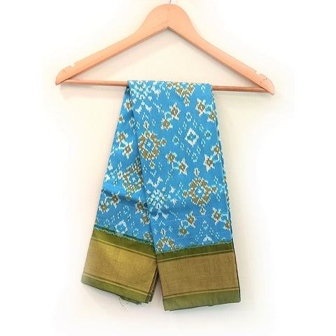 Telangana's Finest Handspun Pochampally Ikat Silk Dupatta with Zari Border